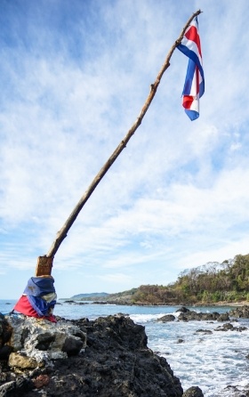 Costa Rica Flag on Montezuma Rocks